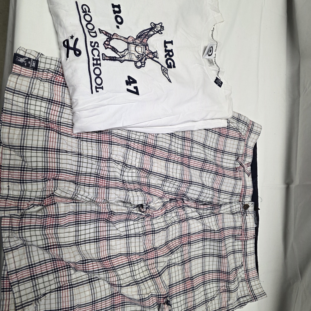 LRG Plaid Cargo Shorts - White, Black, Pink